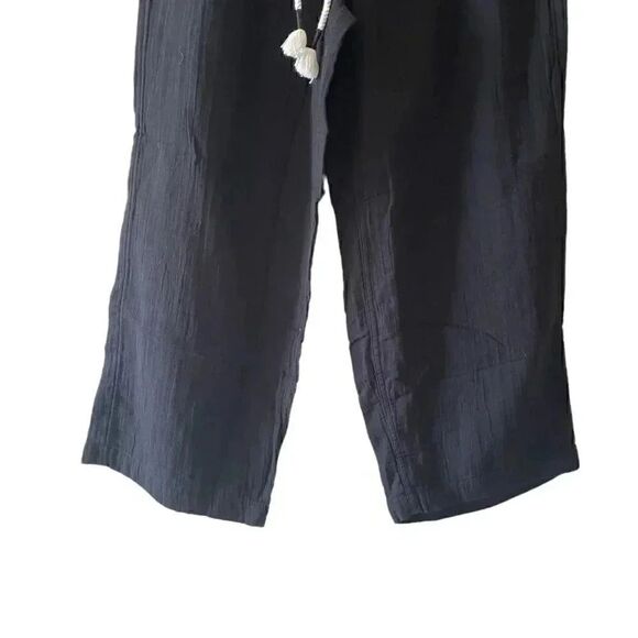 Old Navy Black Y2K Drawstring High Waisted Textured Soft Wide Leg Cozy Pants S - Picture 5 of 12
